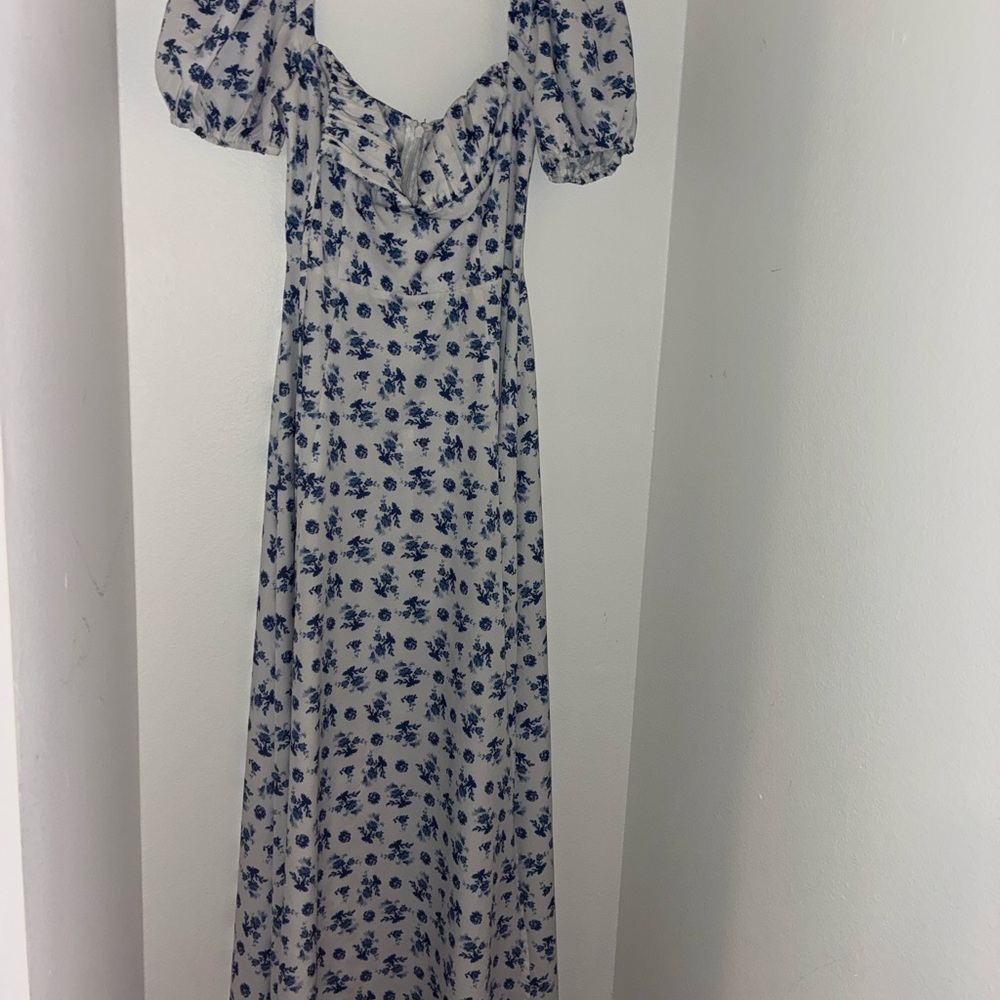 Floral Blue and White Maxi Dress